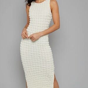 Rare London Textured Maxi Dress | Cream | Size Medium (US 6 / UK 10 / EU 38) NEW